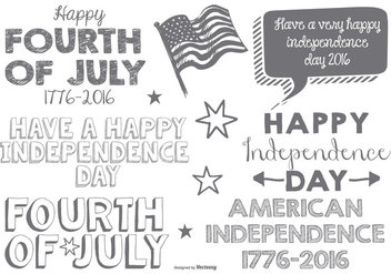 Cute Sketchy Fouth of July Typographic Labels - vector gratuit #368089